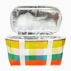 NWT Kate Spade Cooler or Warmer bag. Summer Rainbow Plaid colors. Tote w/handles